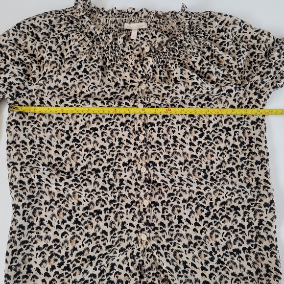 Rebecca Taylor Long Sleeve Silk Leopard Print Button Up Blouse, Size XS - Picture 6 of 7